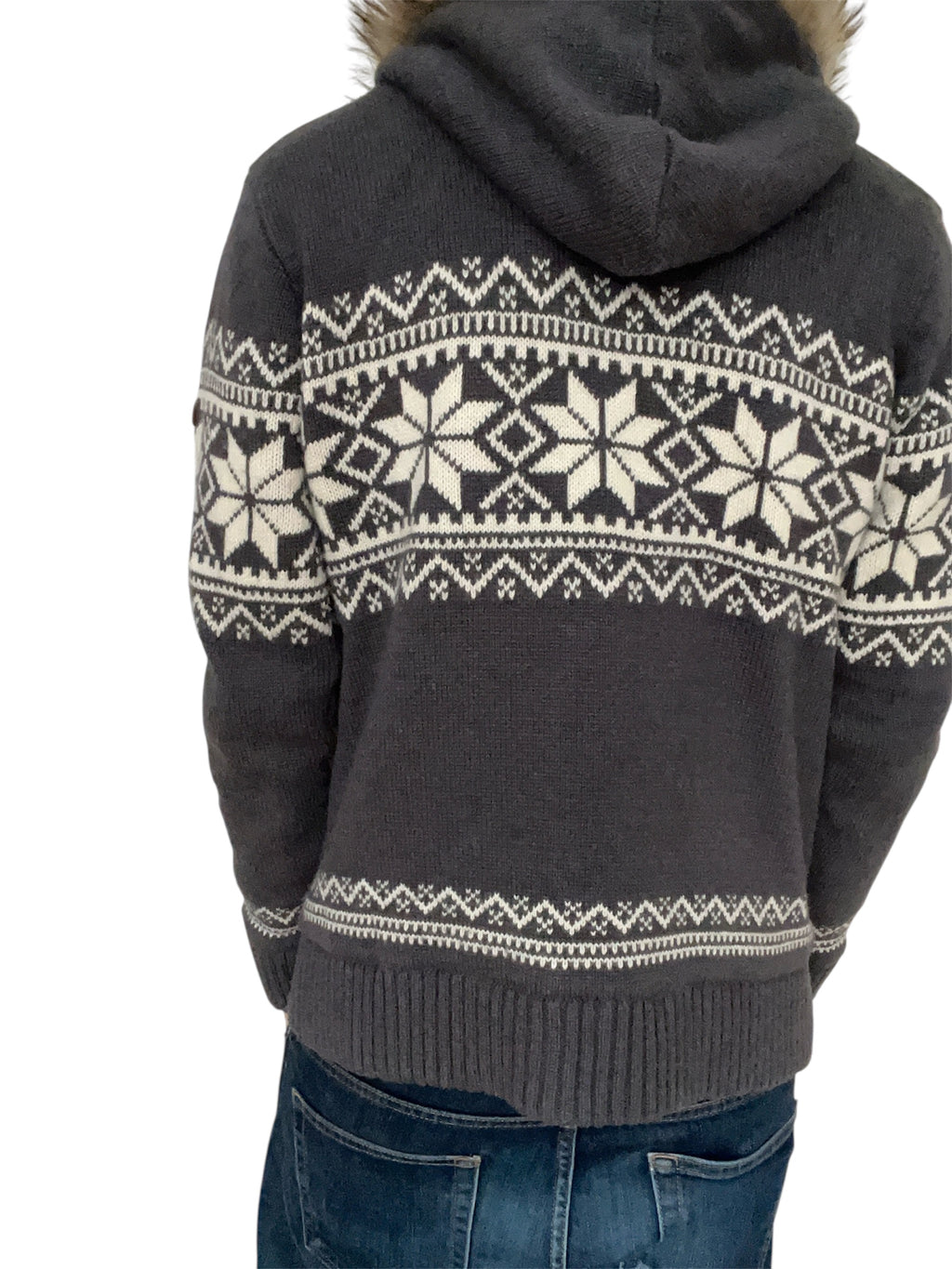 Knitted cardigan with fur